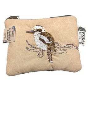 THE LINEN PRESS Kookaburra Makeup Bag Cottagecore Nature | Organic Cotton
